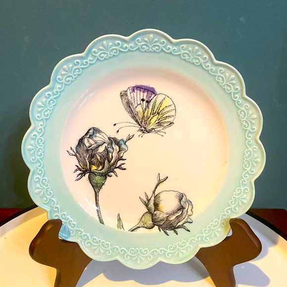 Edie Rose Home Bloom Collection By RACHEL BILSON Accent Salad Plate Butterfly - Picture 1 of 4